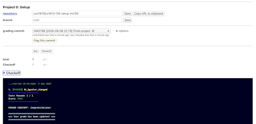 Checkoff view on the grading server