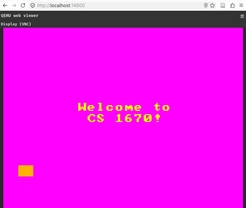 Display showing 'Welcome to CS1670!'