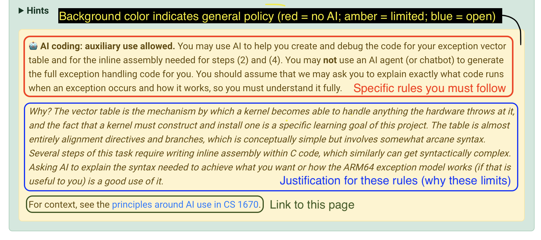 Example per-task AI policy Example per-task AI policy