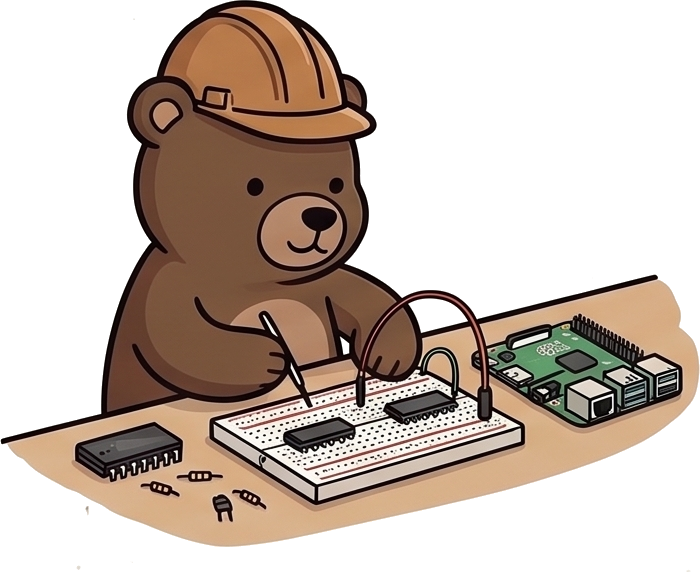Bear working on breadboard